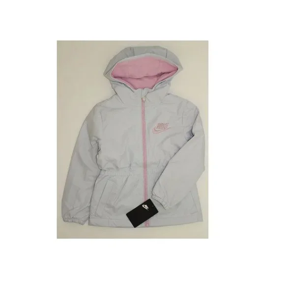 Girls Nike Ripstop Hooded Anorak Full-Zip Jacket Pure Platinum Size:4